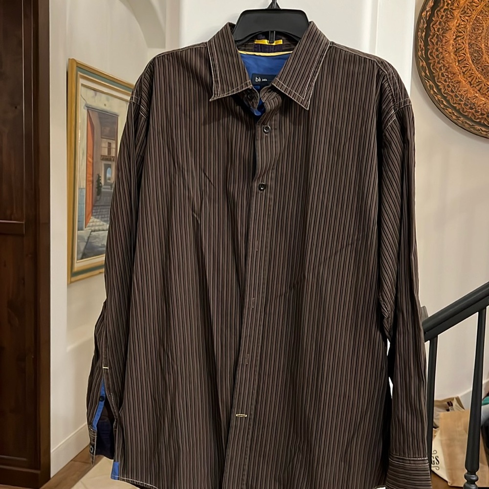 Mens Blue Pronto Uomo Long Sleeve Shirt Size 2XL